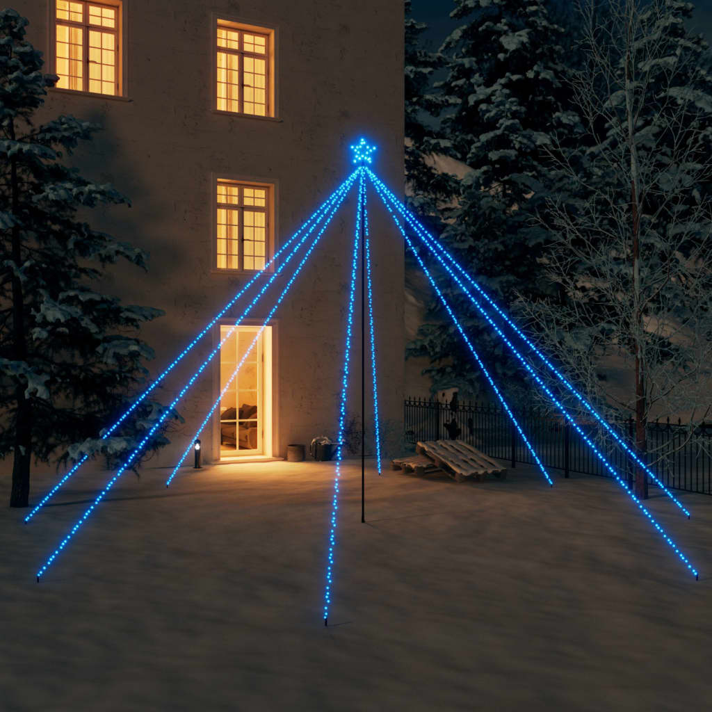 vidaXL Светеща коледна елха за закрито и открито, 800 LED, синя, 5 м
