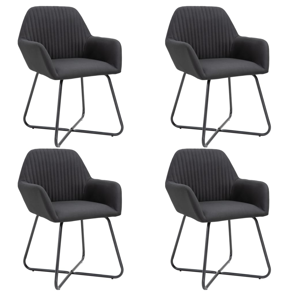 vidaXL Трапезни столове, 4 бр, черни, плат