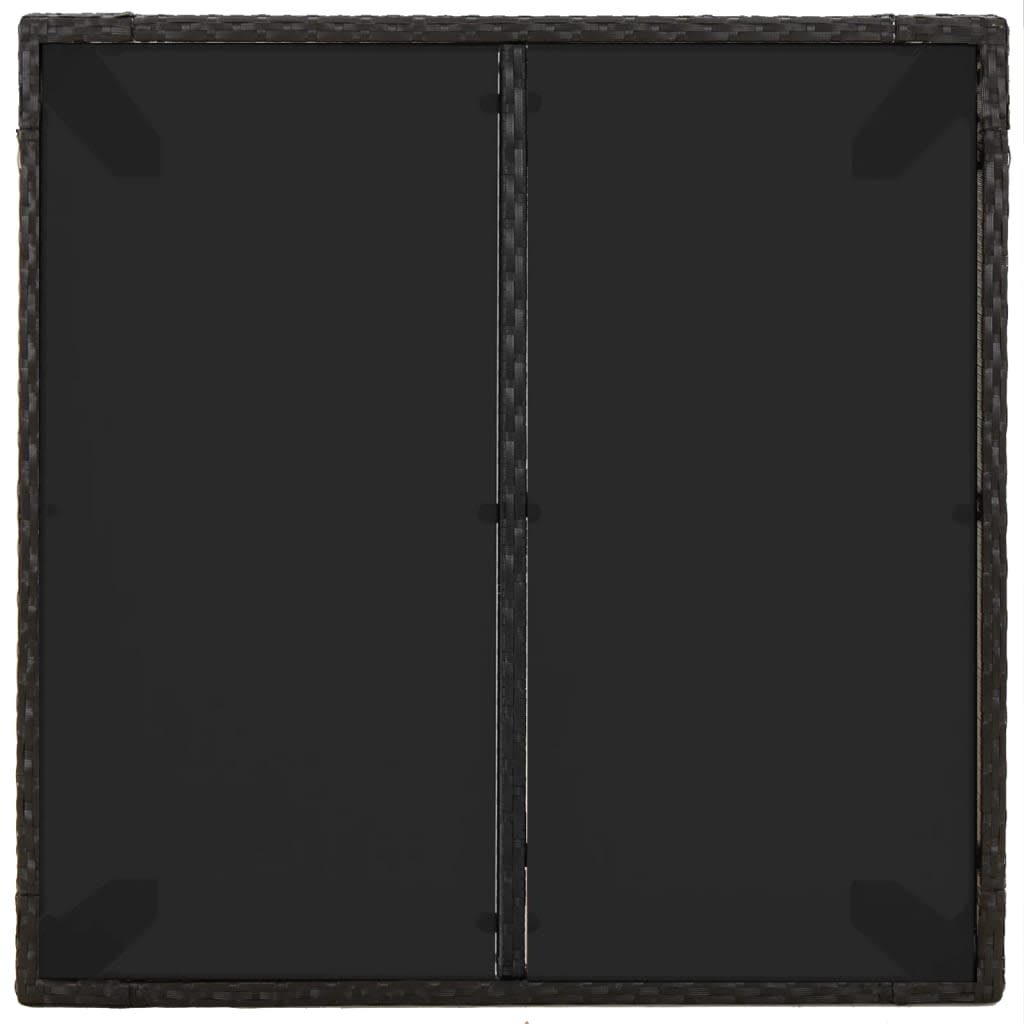 vidaXL Градински трапезен комплект възглавници 5 части черен полиратан