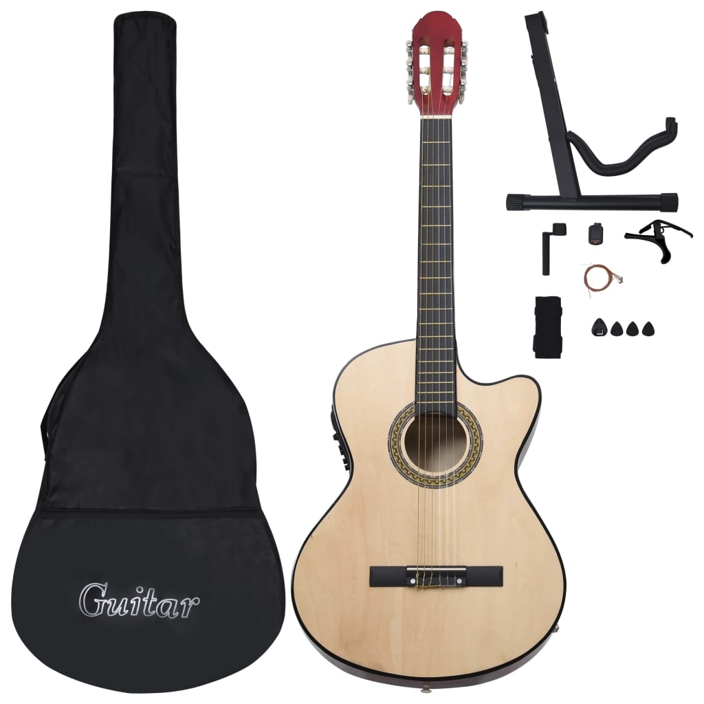 vidaXL Комплект уестърн китара с еквалайзер и 6 струни, 12 части