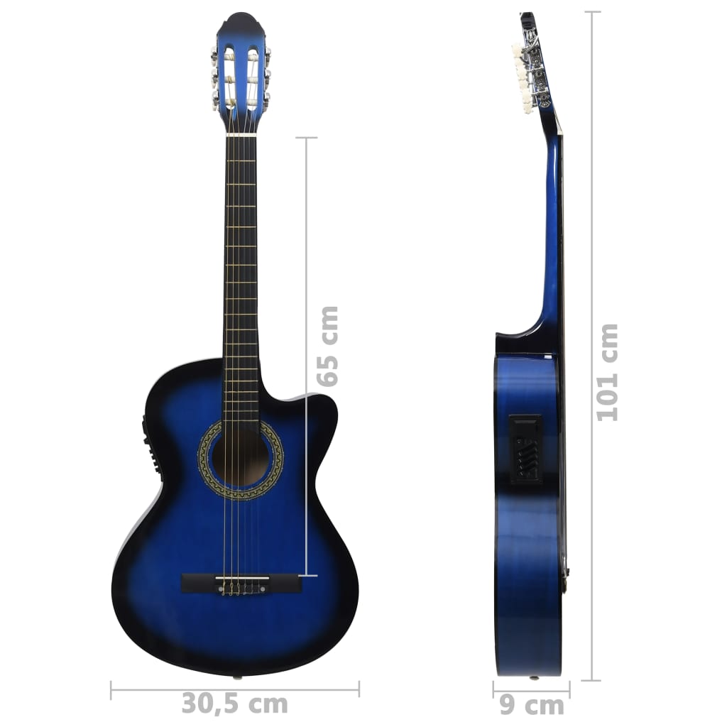 vidaXL Уестърн класическа cutaway китара с еквалайзер и 6 струни синя