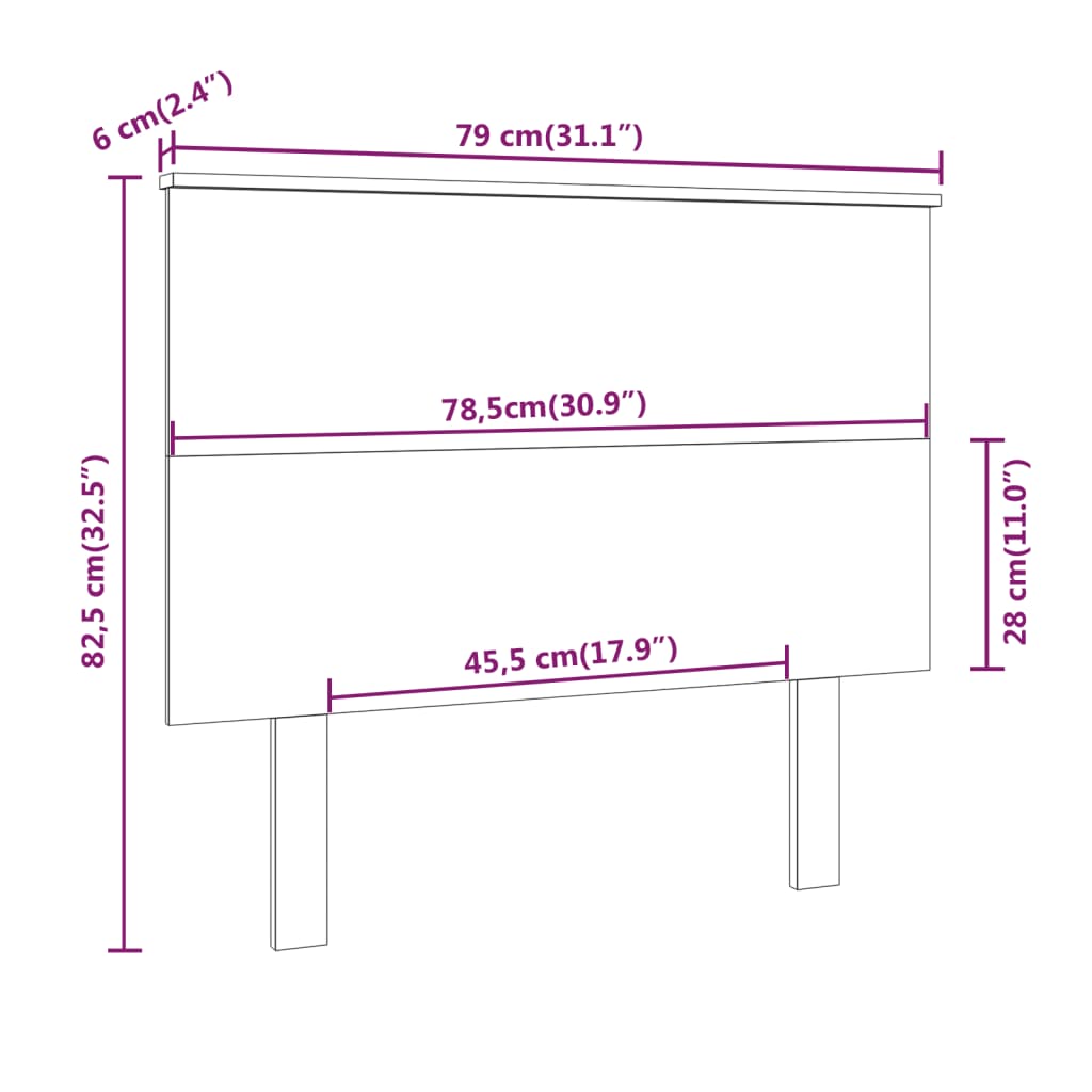 vidaXL Горна табла за легло, сива, 79x6x82,5 см, бор масив