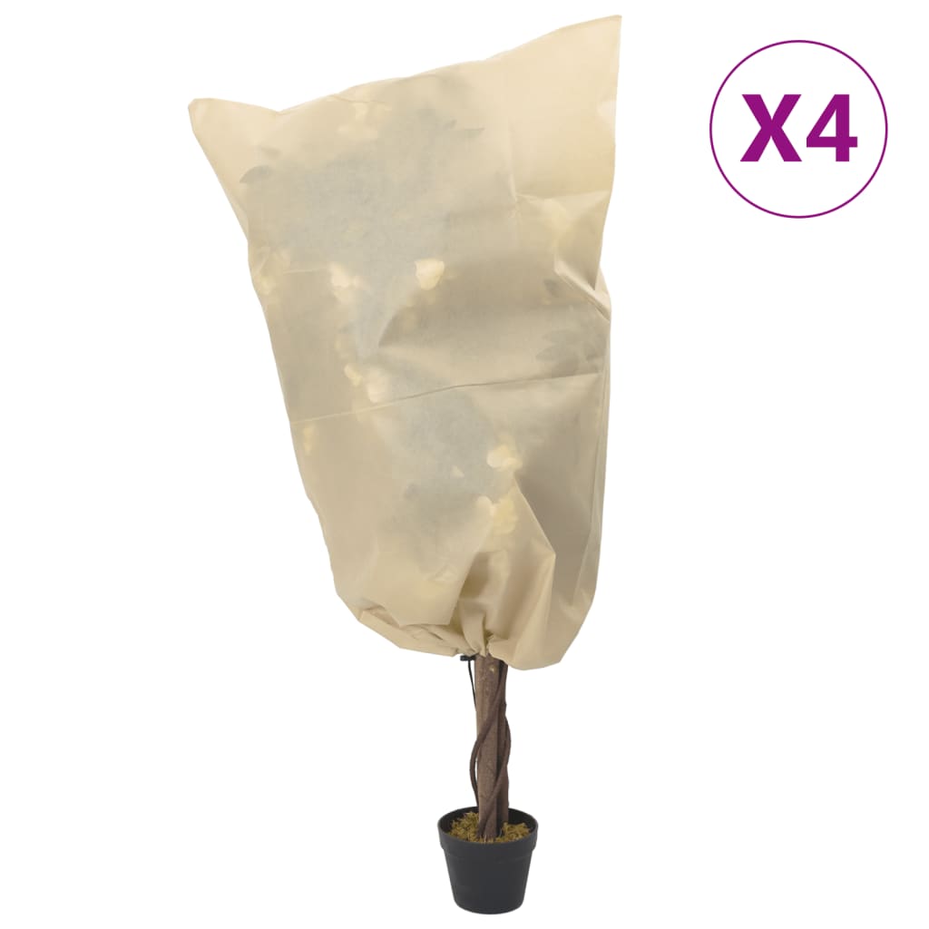 vidaXL Покривала за растения с шнур, 4 бр, 70 г/м², 0,8x1 м