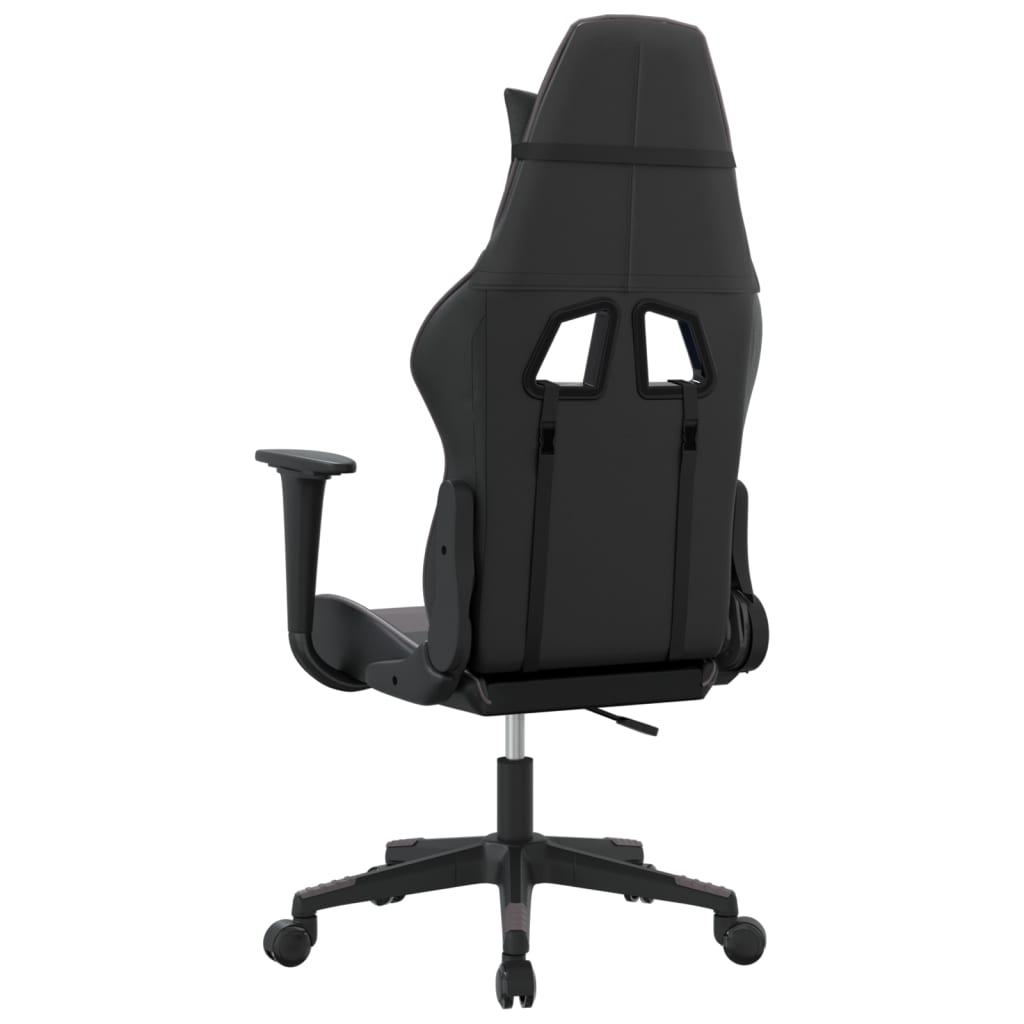 vidaXL Гейминг стол, черно и сиво, изкуствена кожа