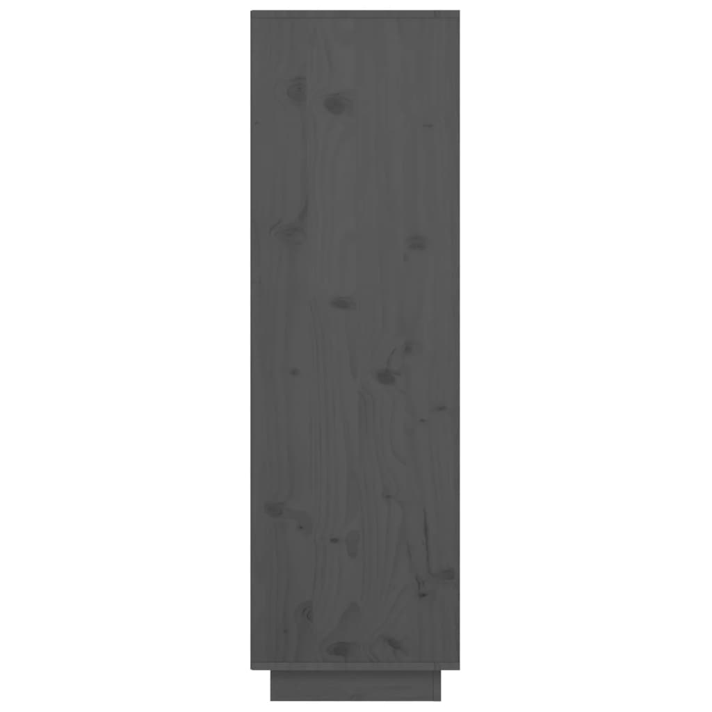 vidaXL Висок шкаф, сив, 38x35x117 см, борово дърво масив