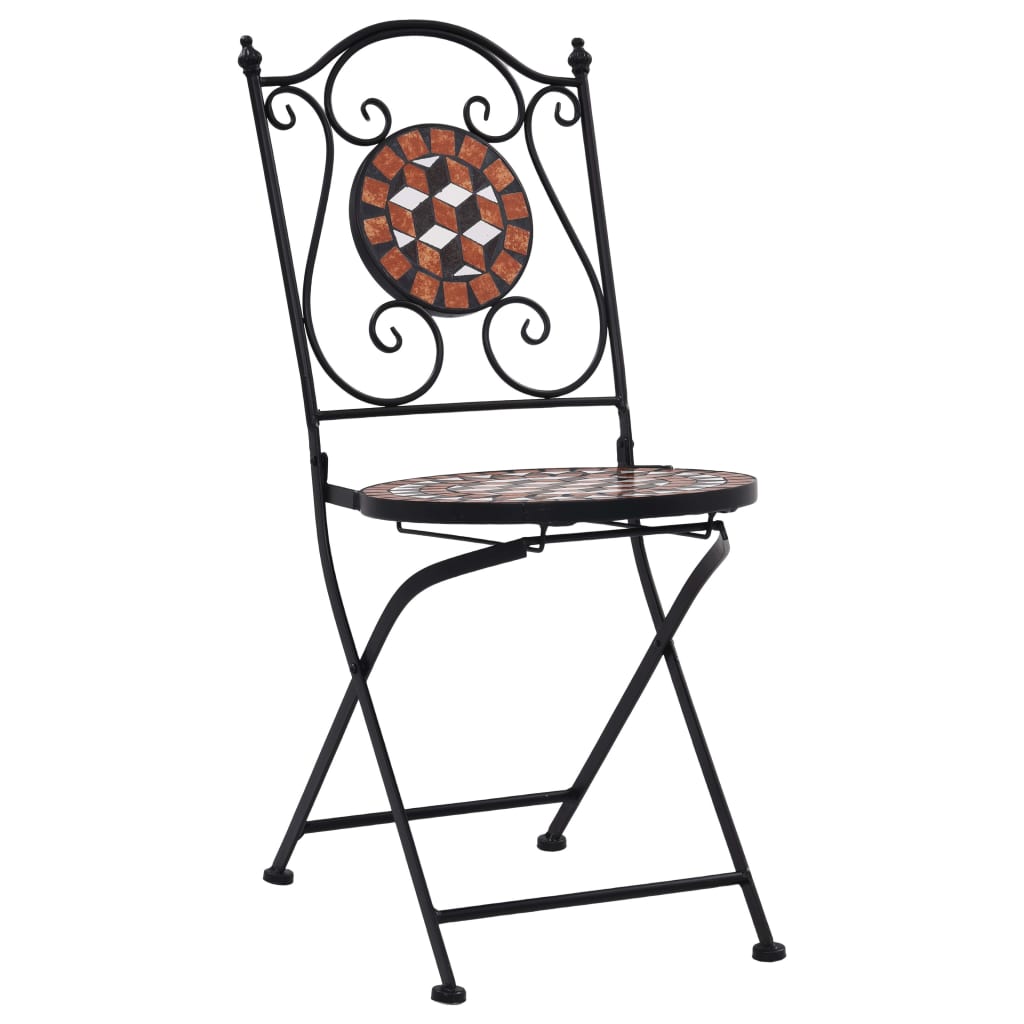 vidaXL Мозаечни бистро столове, 2 бр, кафяви, керамика
