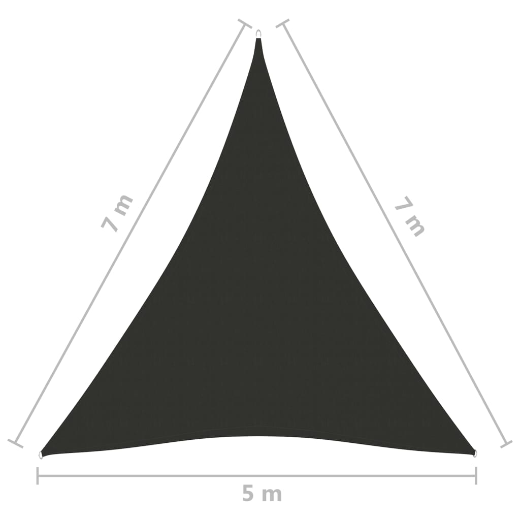 VidaXL Платно-сенник, Оксфорд плат, триъгълно, 5x7x7 м, антрацит