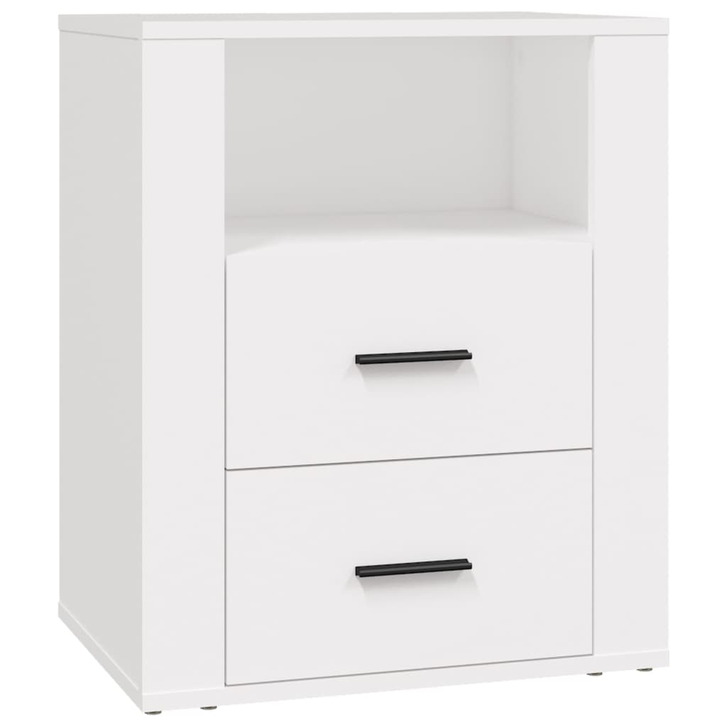 vidaXL Нощно шкафче, бяло, 50x36x60 см, инженерно дърво