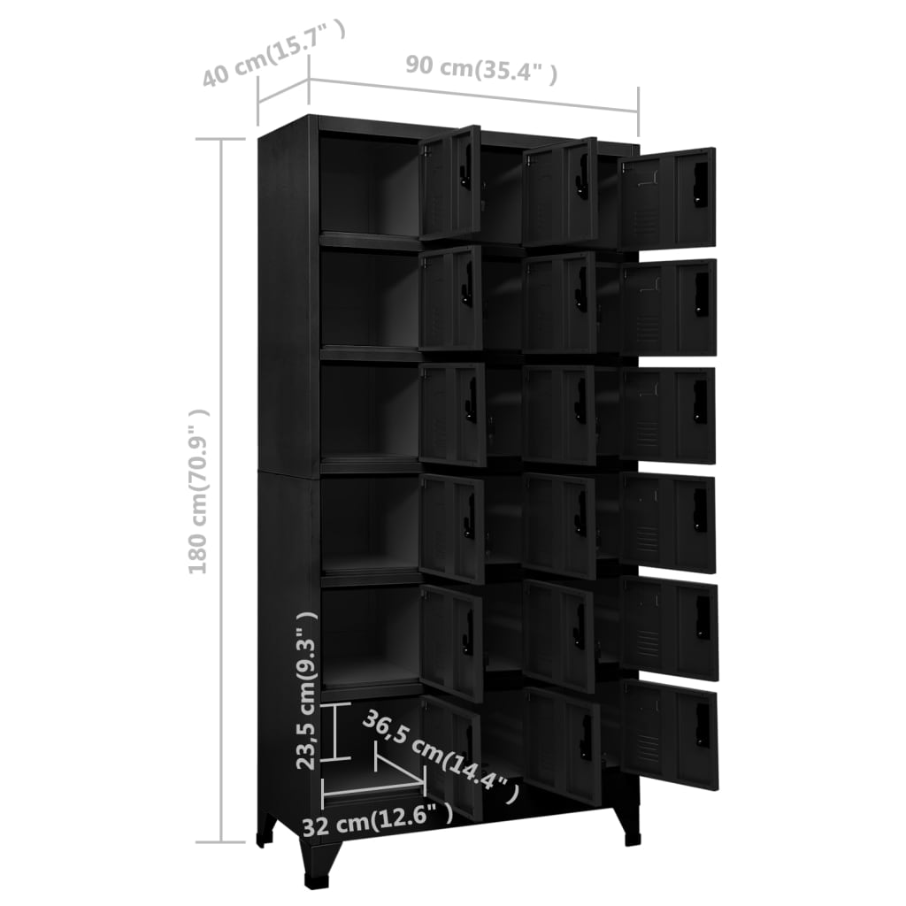 vidaXL Заключващ се шкаф, черен, 90x40x180 см, стомана