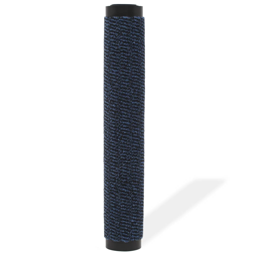 vidaXL Правоъгълна изтривалка, усукани влакна, 90х150 см, синя