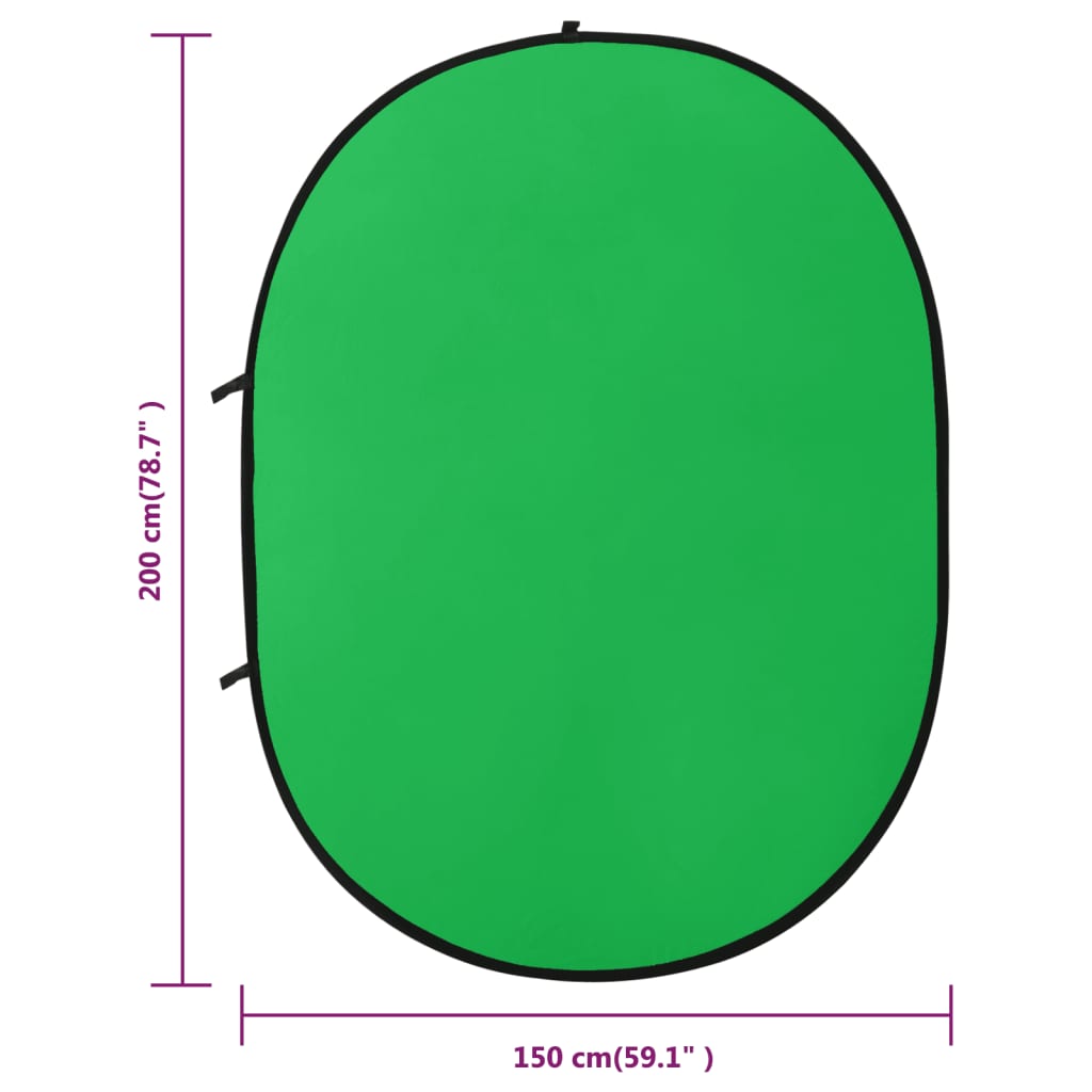 vidaXL 2 в 1 овален студиен фонов екран зелен и син 200x150 см