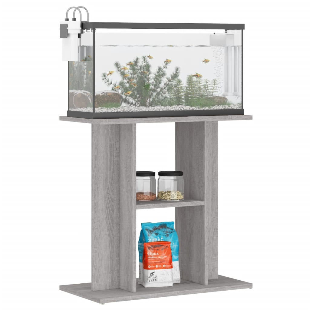 vidaXL Поставка за аквариум, сив сонома, 60x30x60 см, инженерно дърво