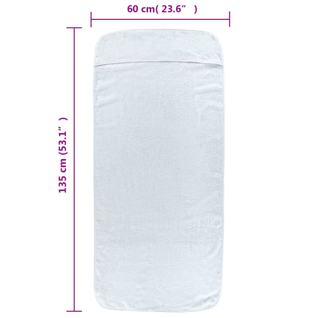 vidaXL Плажни кърпи 2 бр бели 60x135 см текстил 400 GSM