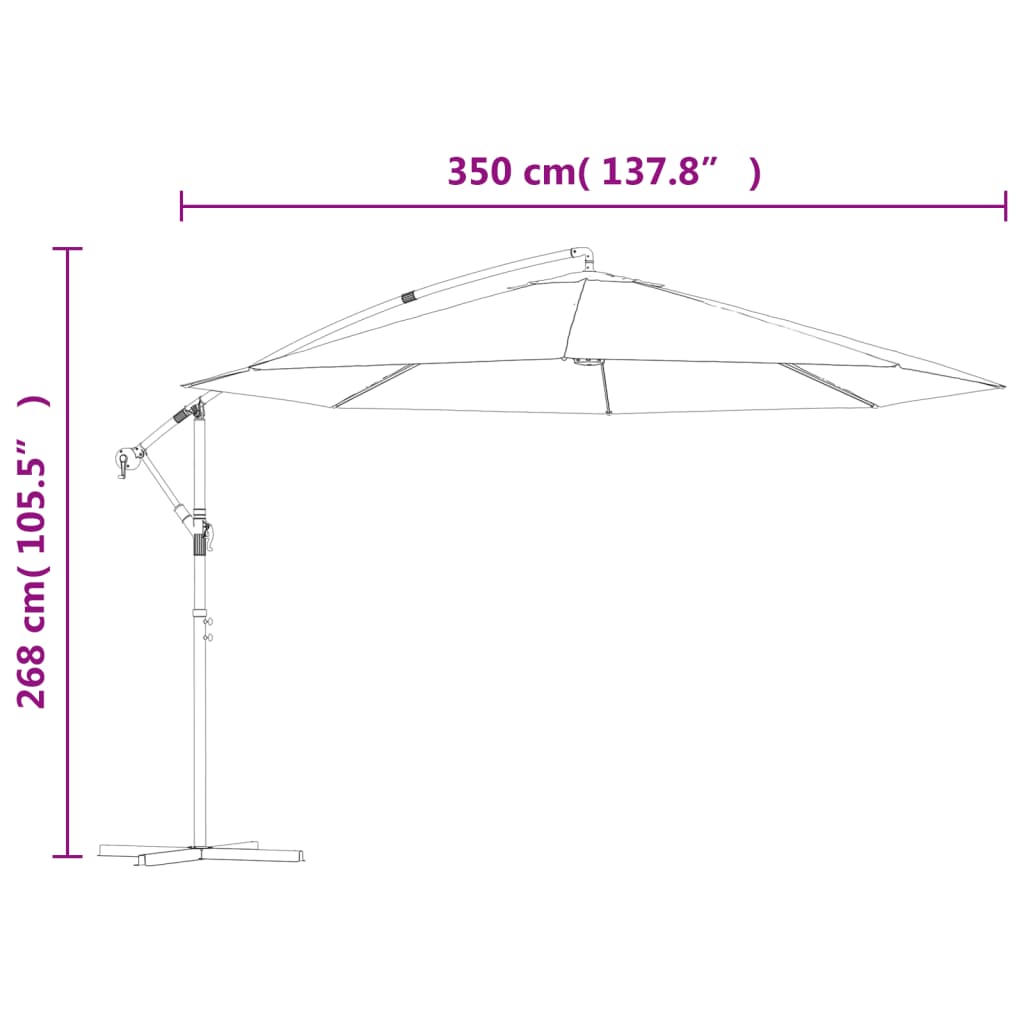 vidaXL Свободновисящ чадър, 3,5м, бял