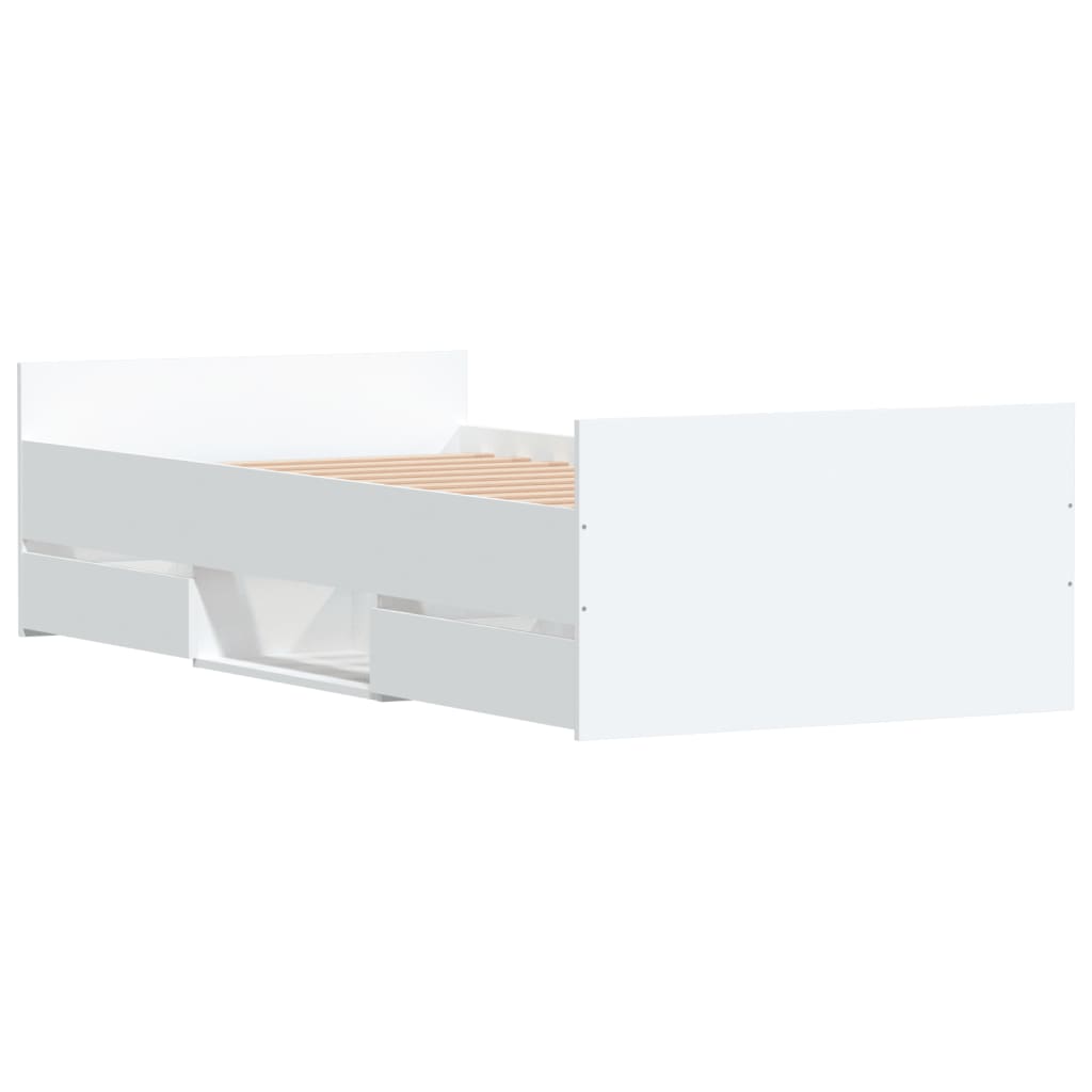 vidaXL Рамка за легло с горна и долна табла, бяла, 90x190 см