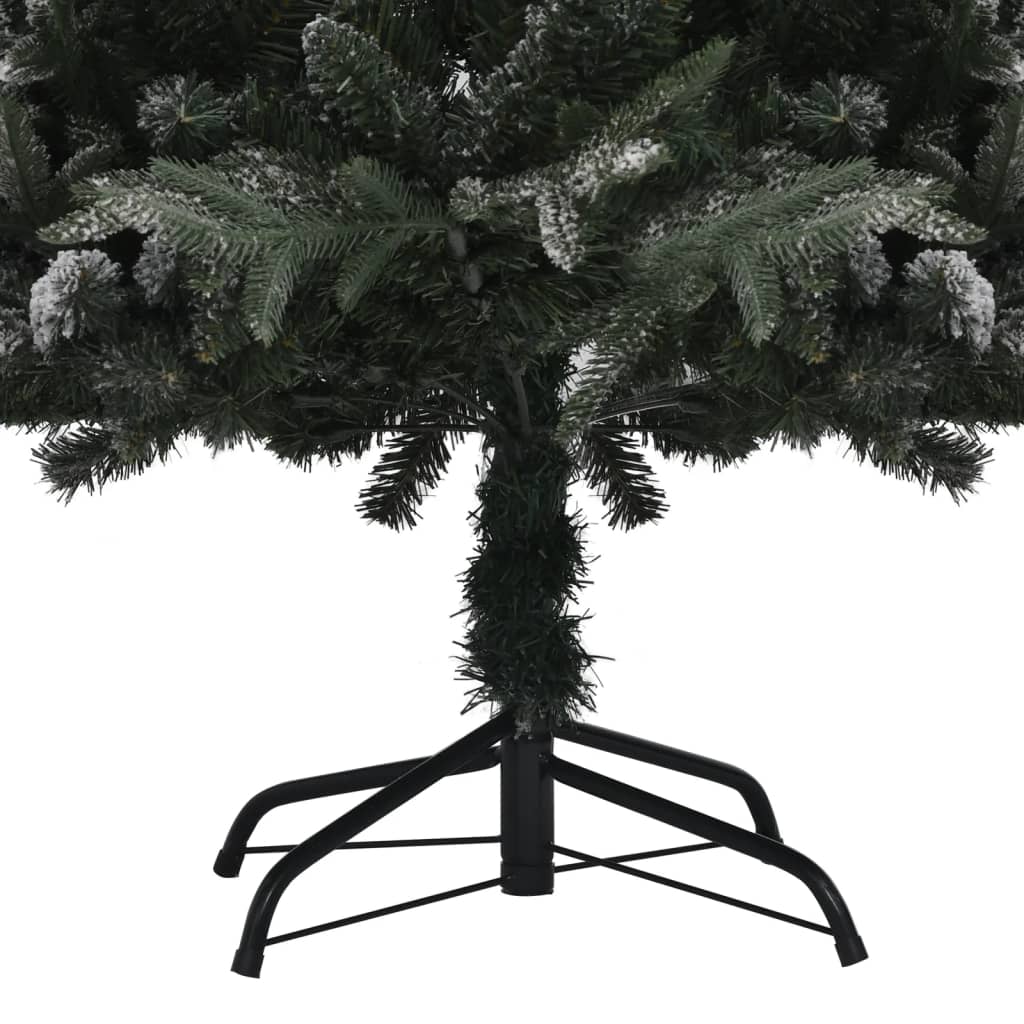 vidaXL Изкуствена осветена коледна елха, заскрежена, 120 см, PVC и PE