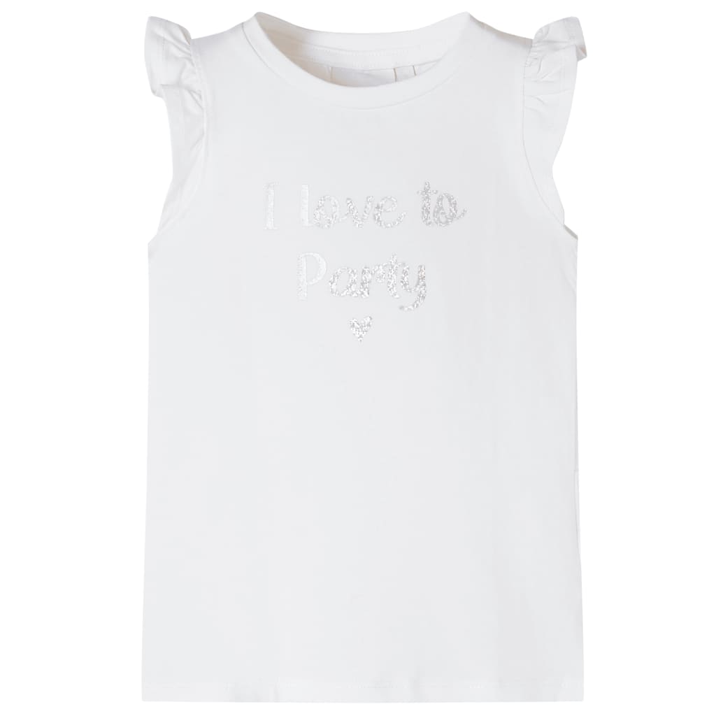 Детска тениска с къдрави ръкави, бяла, 116