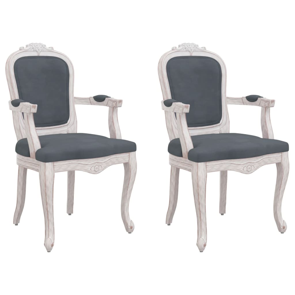 vidaXL Трапезни столове, 2 бр, тъмносиви, 62x59,5x100,5 см, кадифе