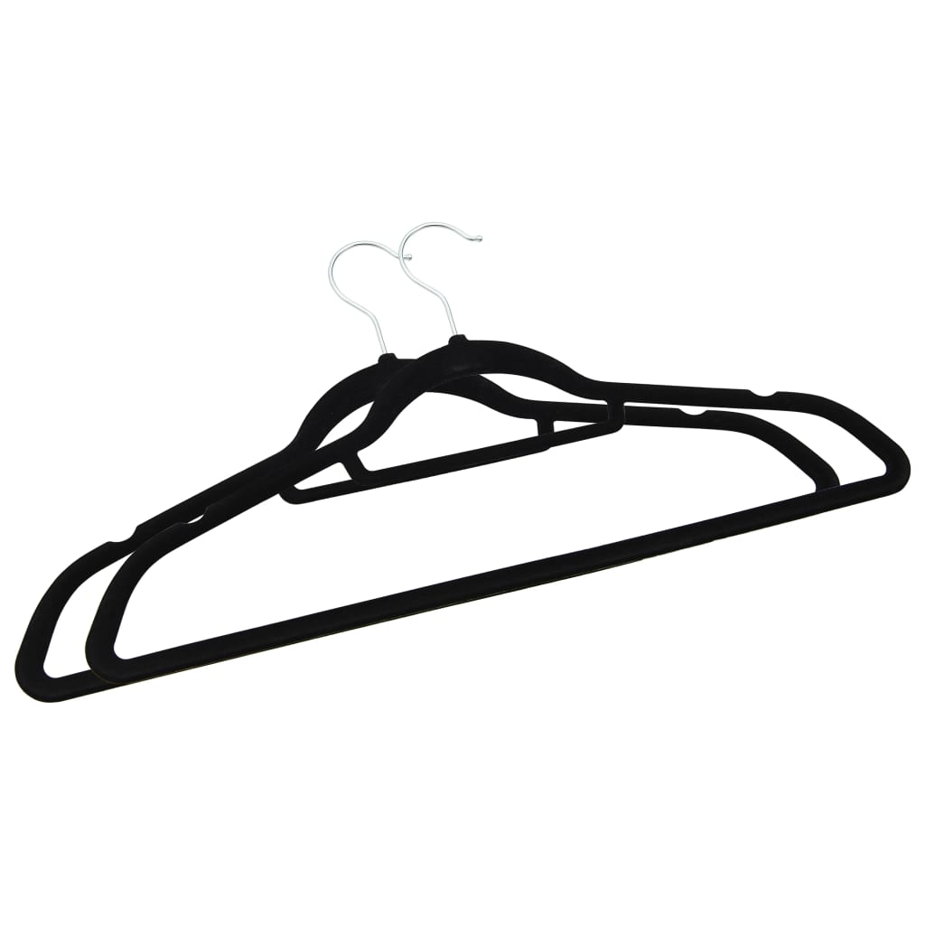 vidaXL 100 бр Комплект закачалки за дрехи антиплъзгащи черно кадифе