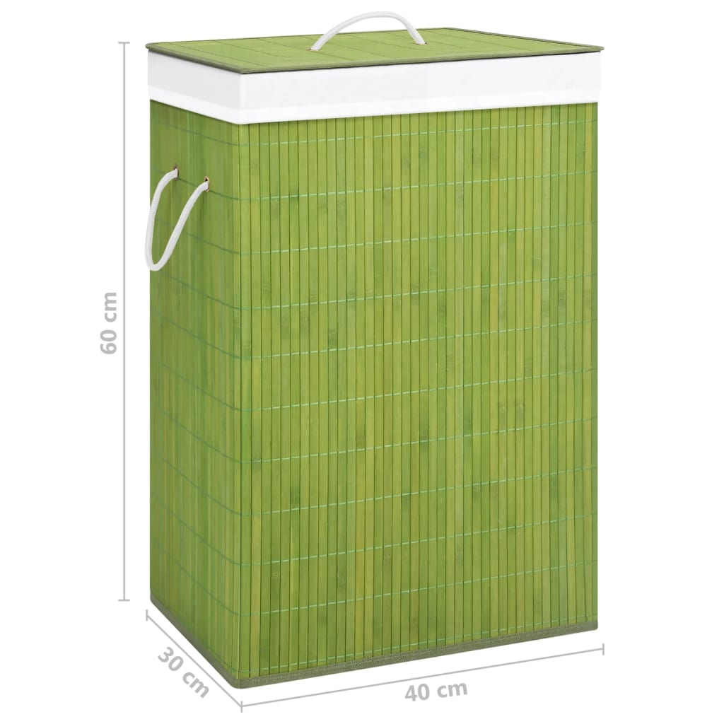 vidaXL Бамбуков кош за пране с една секция, зелен