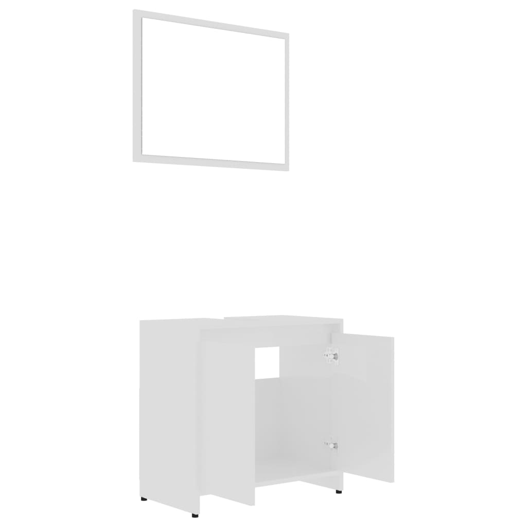 vidaXL Комплект мебели за баня от 3 части, бял гланц, ПДЧ