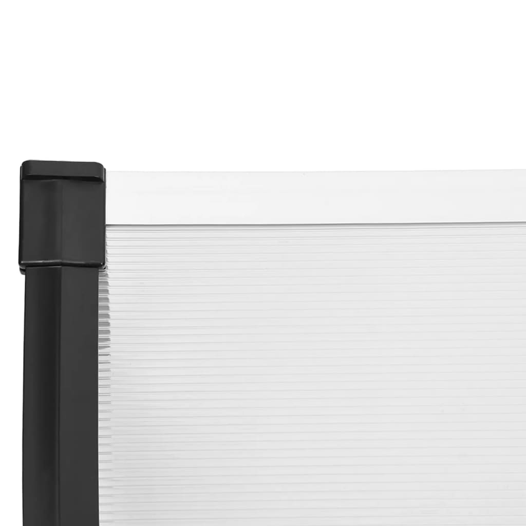 vidaXL Навес за врата, черно и прозрачно, 122x90 см, поликарбонат
