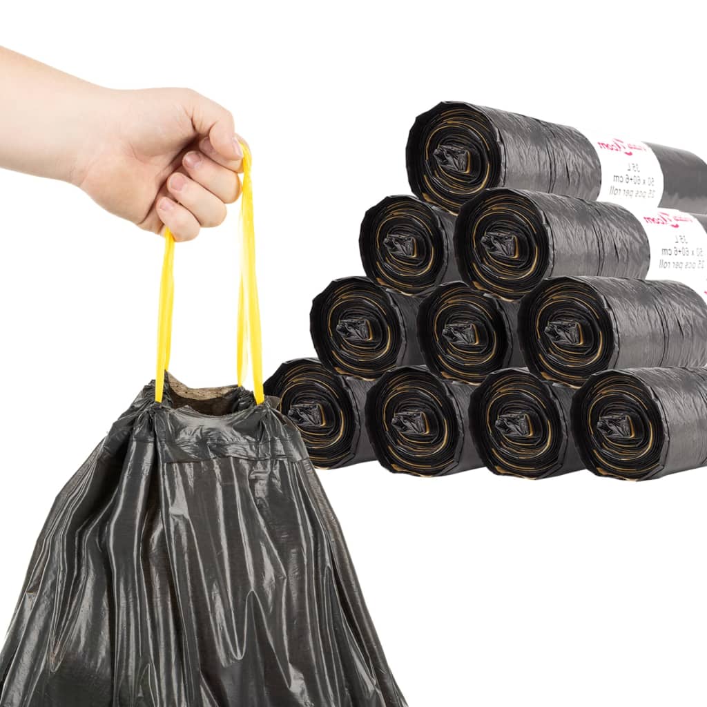vidaXL Торбички за боклук с връзки 150 бр черни 240 л