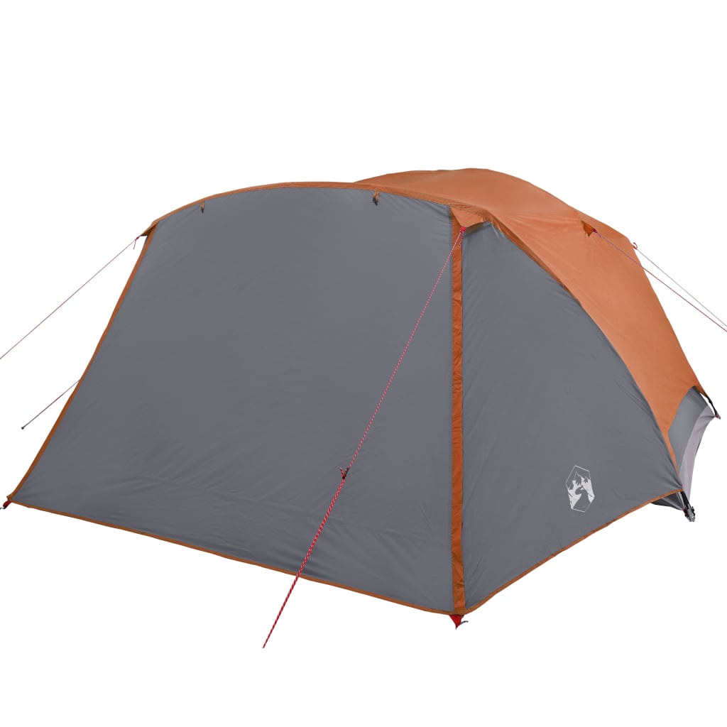 vidaXL Къмпинг палатка с веранда 4-местна сиво-оранжево водоустойчива