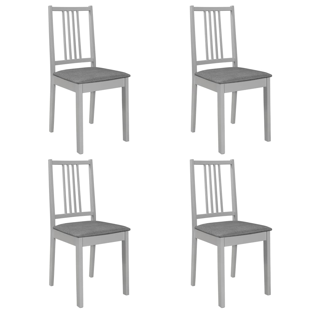 vidaXL Трапезни столове с тапицерия, 4 бр, сиви, масивна дървесина