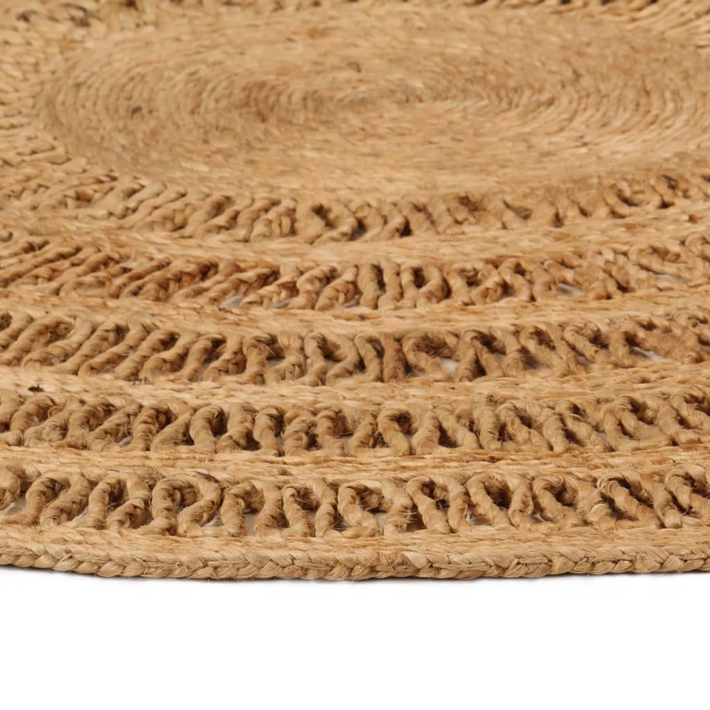 vidaXL Ръчно плетен килим, юта, 180 см, кръгъл