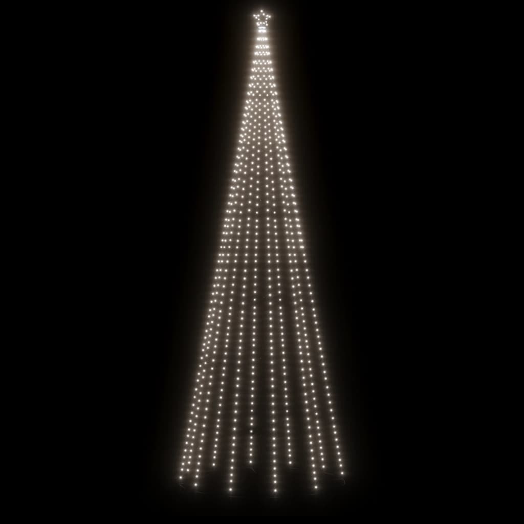 vidaXL Конусовидна елха, студено бяло, 732 LED, 160x500 см