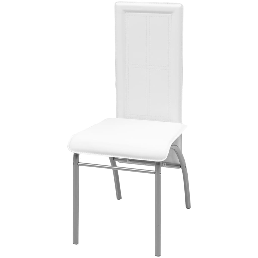vidaXL Трапезни столове, 6 бр, бели, изкуствена кожа