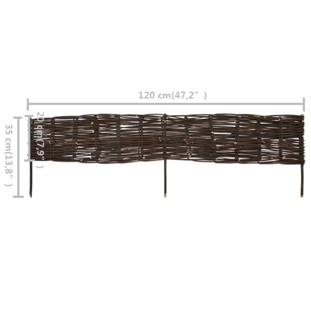 vidaXL Градински върбови огради, 5 бр, 120х35 см