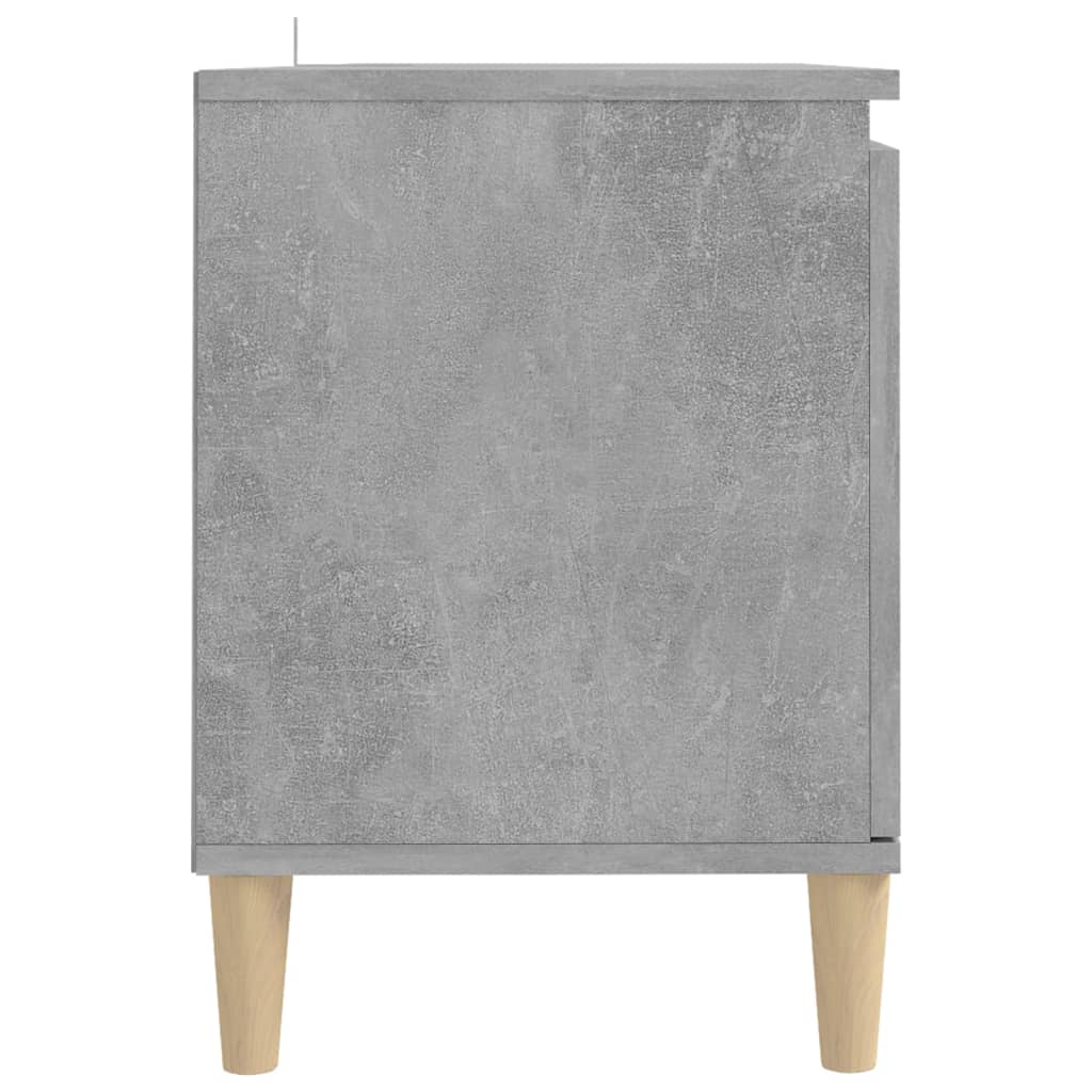 vidaXL ТВ шкаф с крака от масивно дърво, бетонно сив, 103,5x35x50 см