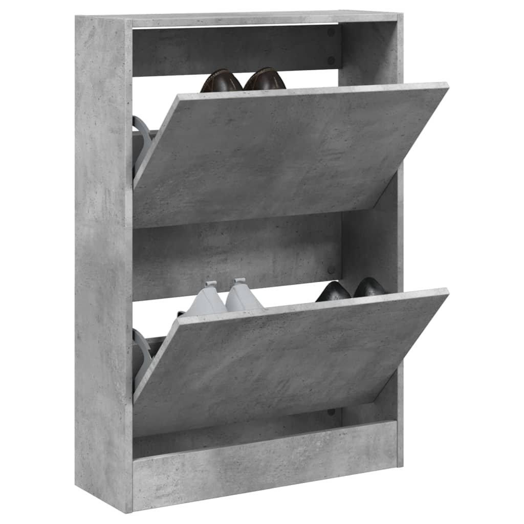 vidaXL Шкаф за обувки, бетонно сив, 60x21x87,5 см, инженерно дърво