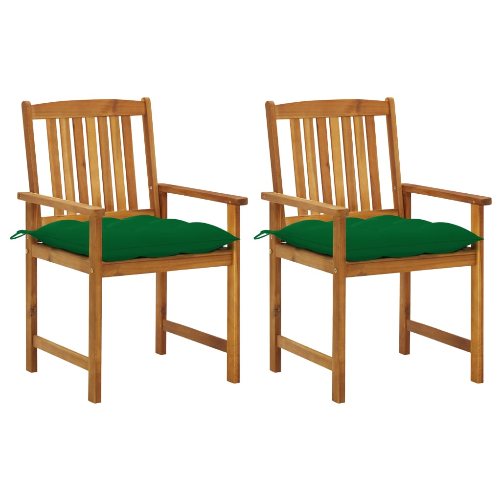vidaXL Градински столове с възглавници, 2 бр, акациево дърво масив