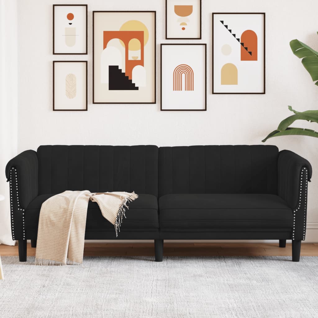 vidaXL 3-местен диван, черен, кадифе