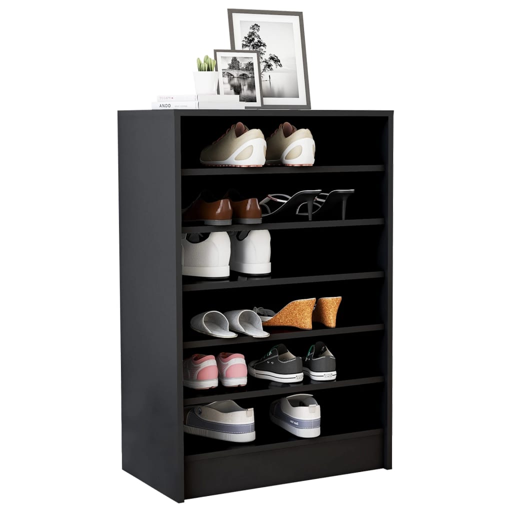 vidaXL Шкаф за обувки, черен, 60x35x92 см, ПДЧ