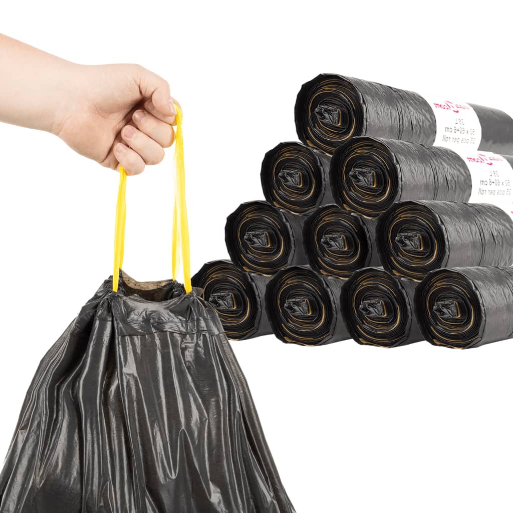 vidaXL Торбички за боклук с връзки 250 бр черни 120 л