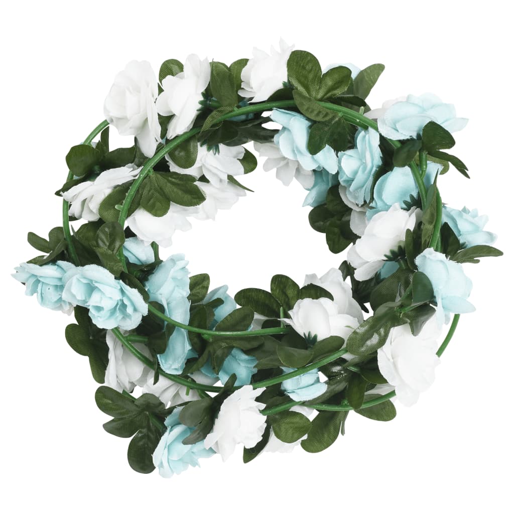 vidaXL Гирлянди от изкуствени цветя 6 бр сини и бели 240 см