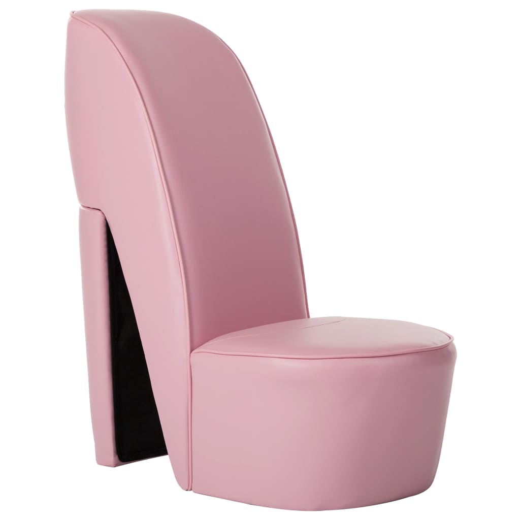 vidaXL Стол във форма на обувка на висок ток, розов, изкуствена кожа