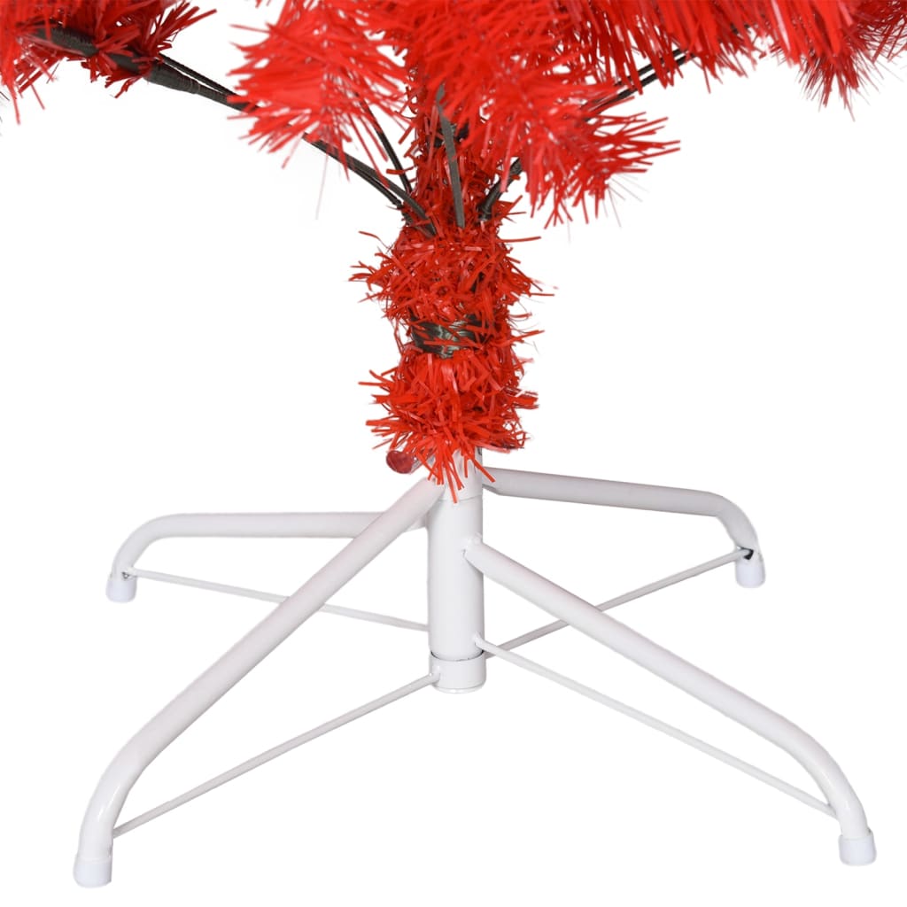 vidaXL Изкуствена коледна елха със стойка, червена, 180 см, PVC