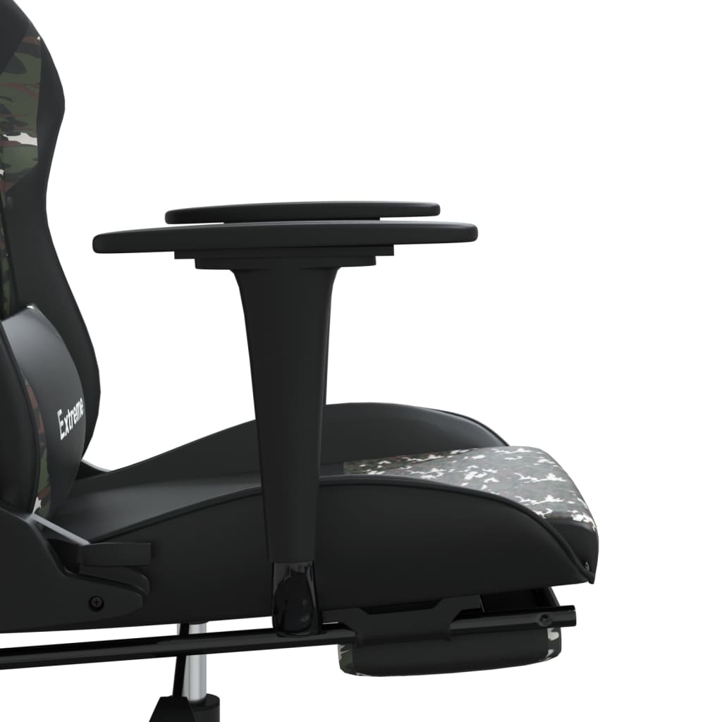 vidaXL Масажен гейминг стол с опора черно-камуфлаж изкуствена кожа