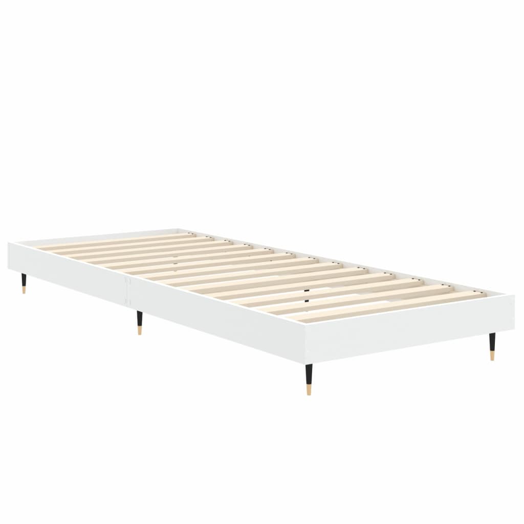 vidaXL Рамка за легло, бяла, 75x190 см, инженерно дърво