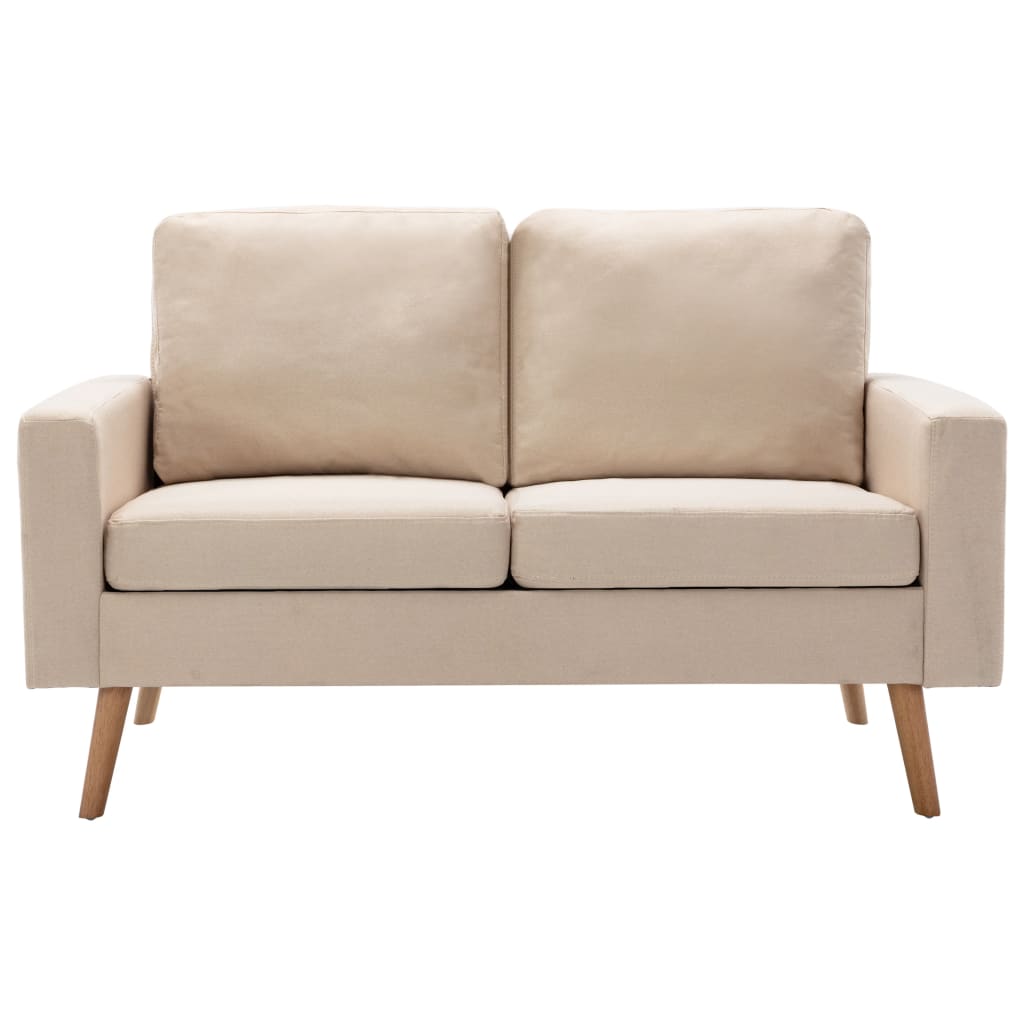 vidaXL 2-местен диван, кремав, текстил