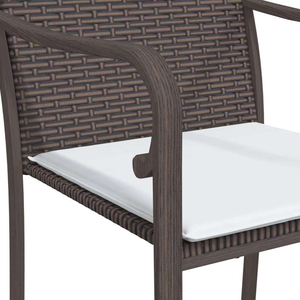vidaXL Градински стол с възглавници 2 бр кафяв 56x59x84 см полиратан
