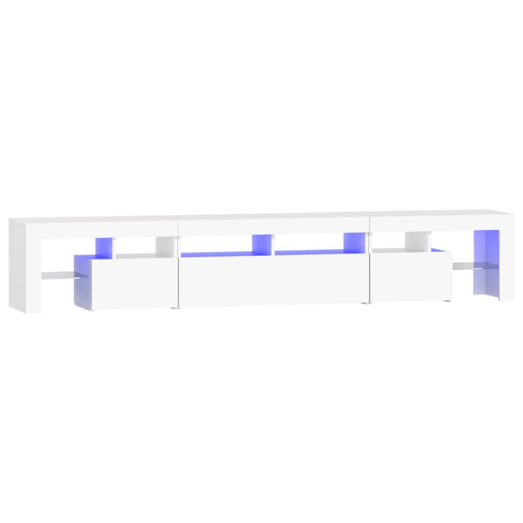 vidaXL ТВ шкаф с LED осветление, бял, 230x36,5x40 см