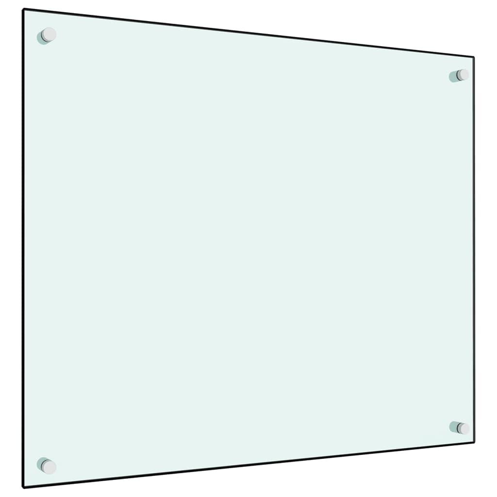 vidaXL Кухненски гръб, бял, 70x60 см, закалено стъкло