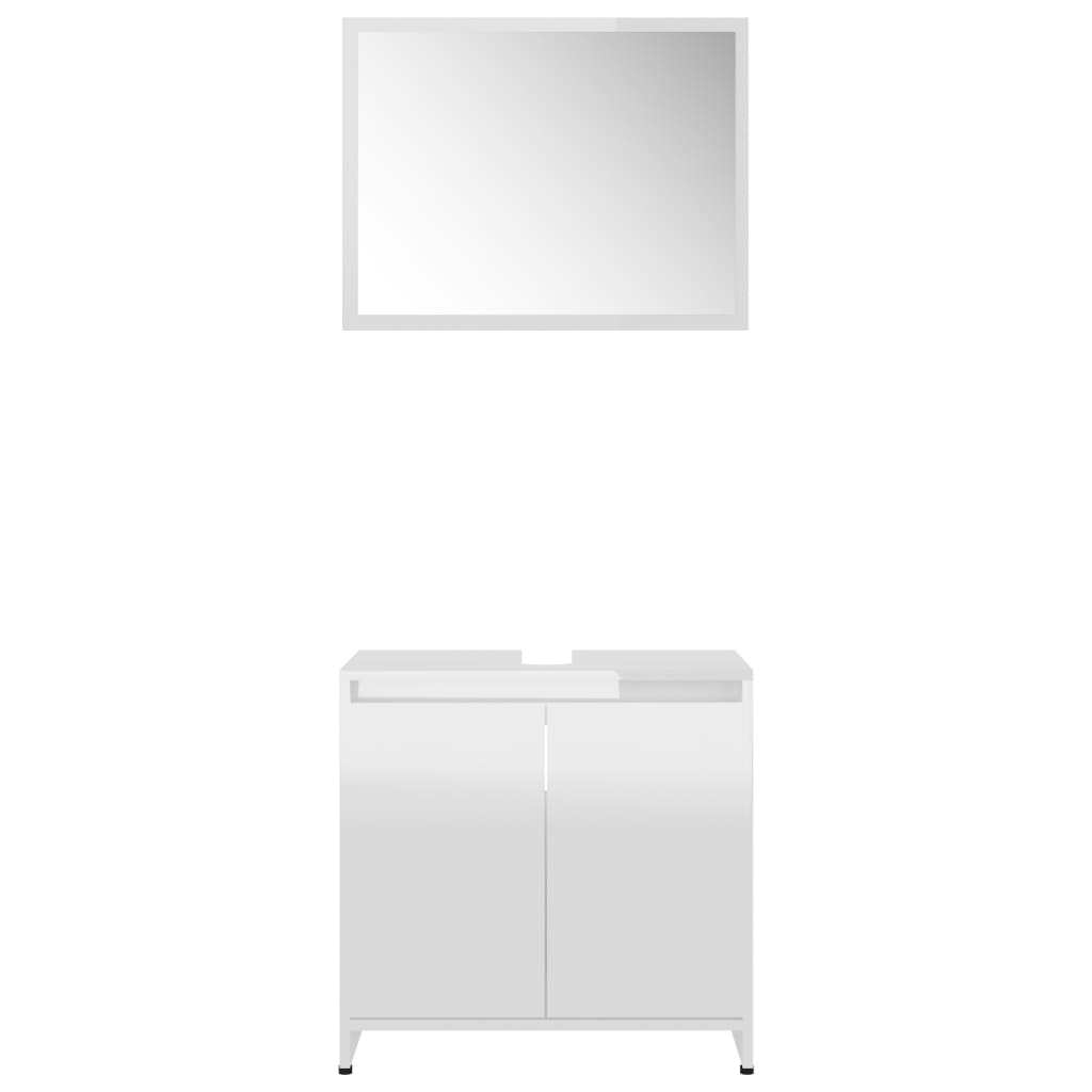 vidaXL Комплект мебели за баня от 4 части, бял гланц, ПДЧ
