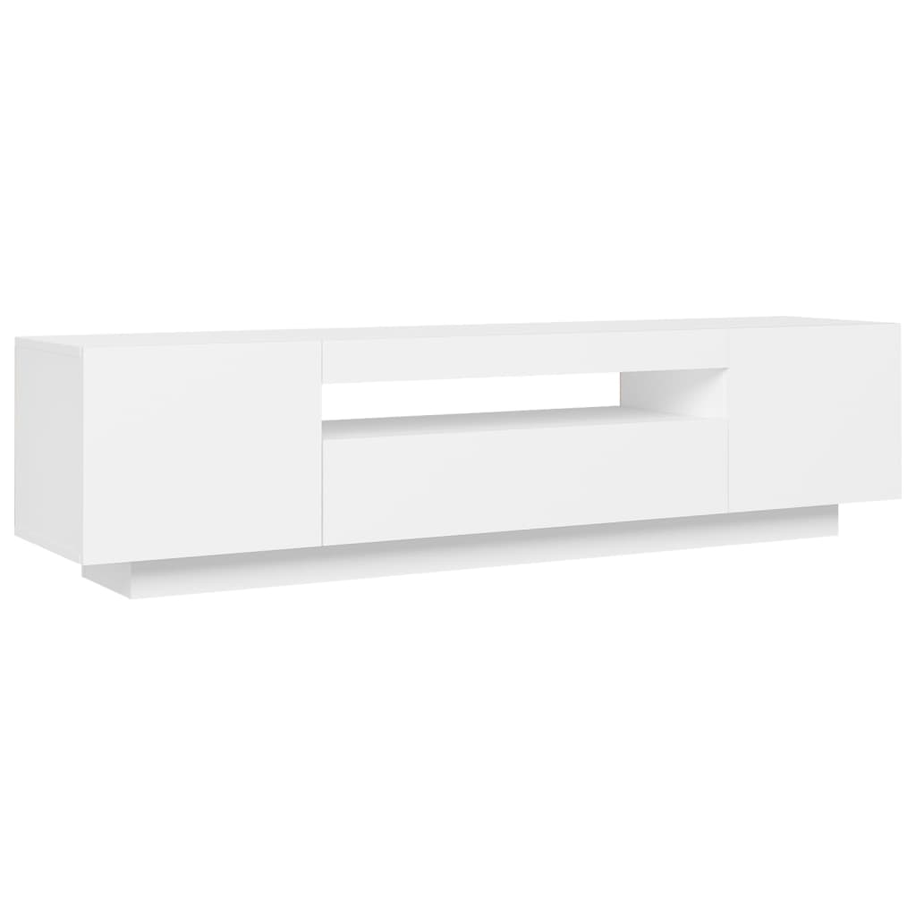 vidaXL ТВ шкаф с LED осветление, бял, 160x35x40 см